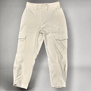 Banana Republic Slim Refined Stretch Cargo Pant Cream Women Sz 4 Small Pockets